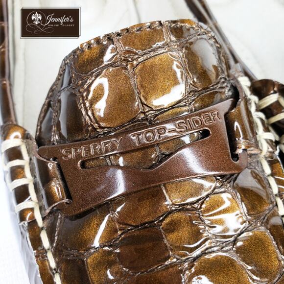 3/$30 Sperry Top-Sider Women's Chatham Bronze Croc Loafers - Picture 9 of 14